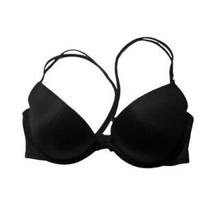 Victoria's Secret PINK 34C Wear Everywhere Push Up Black underwire Bra 4124